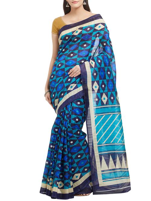 Geometrical Bhagalpuri Saree with blouse - 15413622 - Standard Image - 1