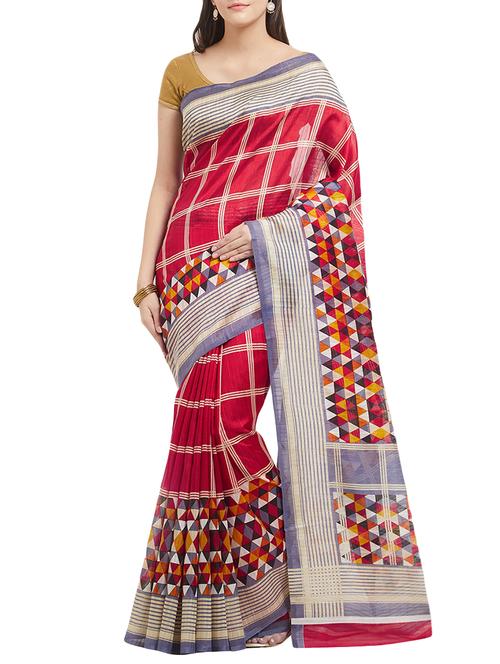 Checkered Bhagalpuri Saree with blouse - 15413623 - Standard Image - 1
