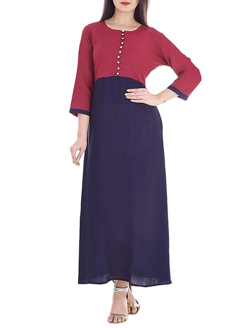 a-line color block kurta - 15413654 - Very Small Image - 1