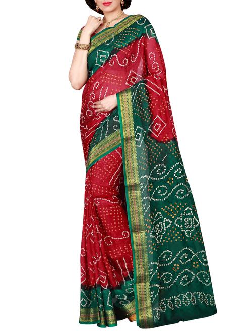 Delicate Golden bordered bandhani saree with blouse - 15413700 - Standard Image - 1