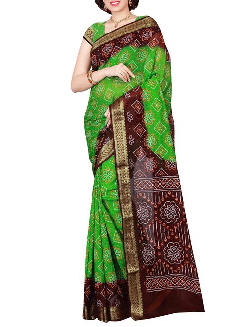 Delicate Golden bordered bandhani saree with blouse - 15413710 - Standard Image - 1