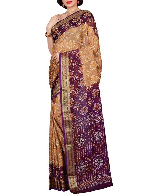 Delicate Golden bordered bandhani saree with blouse - 15413711 - Standard Image - 1