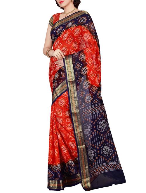 Delicate Golden bordered bandhani saree with blouse - 15413716 - Standard Image - 1