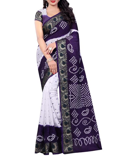 Delicate Golden bordered bandhani saree with blouse - 15413717 - Very Small Image - 1