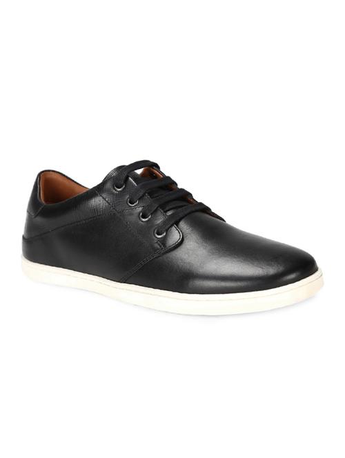 black leatherette lace up sneakers - 15413731 - Standard Image - 1