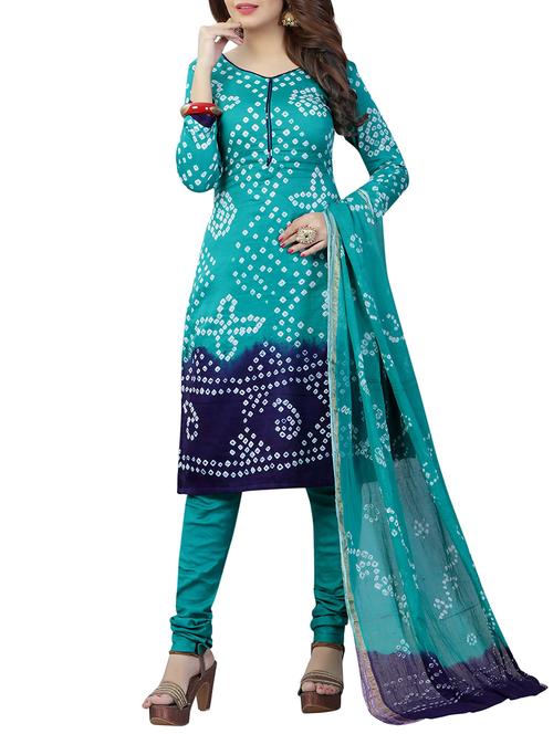 Bandhani unstitched churidaar suit - 15413745 - Very Small Image - 1