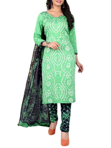 Bandhani unstitched churidaar suit - 15413750 - Very Small Image - 1