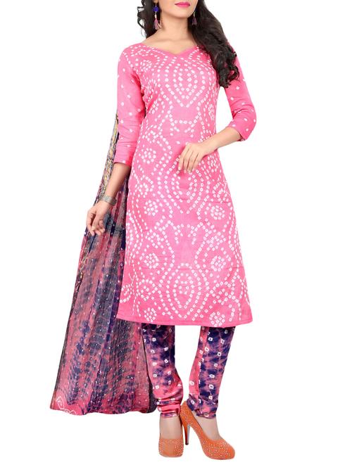 Bandhani unstitched churidaar suit - 15413751 - Very Small Image - 1