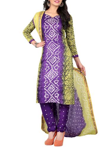 Bandhani unstitched churidaar suit - 15413756 - Very Small Image - 1