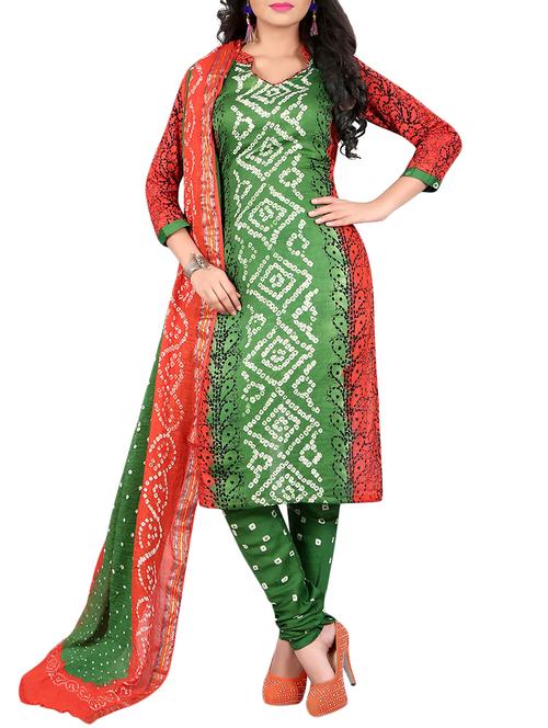 Bandhani unstitched churidaar suit - 15413757 - Very Small Image - 1