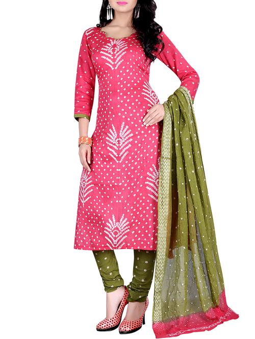 Bandhani unstitched churidaar suit - 15413768 - Very Small Image - 1