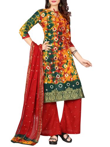 Bandhani unstitched palazzo suit - 15413776 - Very Small Image - 1