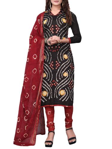 Bandhani unstitched churidaar suit - 15413777 - Very Small Image - 1