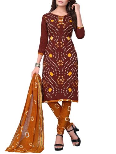 Bandhani unstitched churidaar suit - 15413781 - Very Small Image - 1