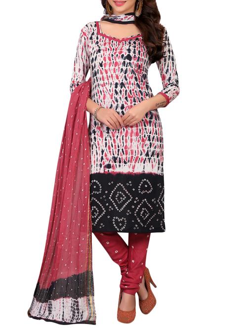 Bandhani unstitched churidaar suit - 15413782 - Very Small Image - 1