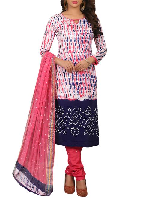 Bandhani unstitched churidaar suit - 15413783 - Very Small Image - 1