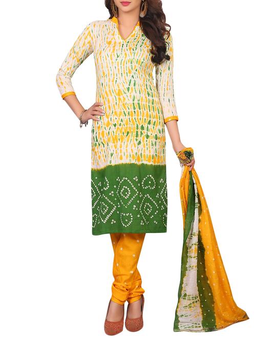 Bandhani unstitched churidaar suit - 15413785 - Very Small Image - 1