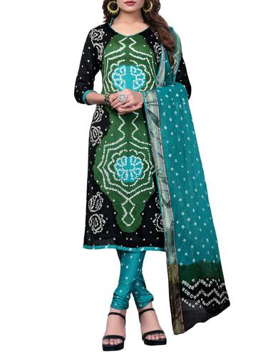 Bandhani unstitched churidaar suit - 15413789 - Very Small Image - 1