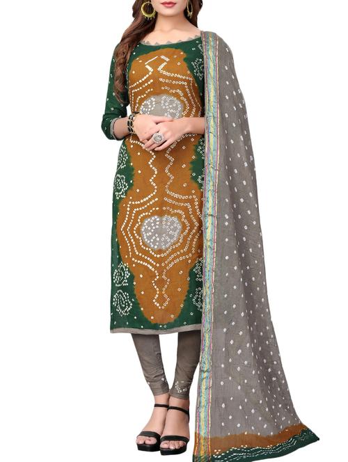 Bandhani unstitched churidaar suit - 15413793 - Very Small Image - 1