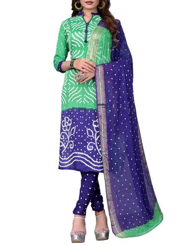 Bandhani unstitched churidaar suit - 15413803 - Very Small Image - 1