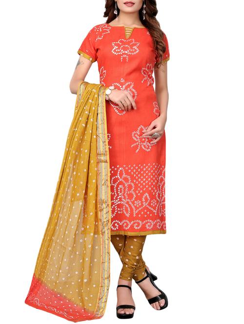 Bandhani unstitched churidaar suit - 15413806 - Very Small Image - 1