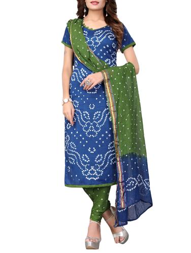 Bandhani unstitched churidaar suit - 15413810 - Very Small Image - 1