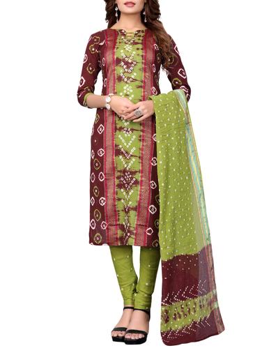 Bandhani unstitched churidaar suit - 15413817 - Very Small Image - 1
