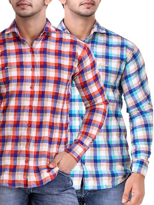 multi colored cotton shirt (set of 2) - 15413867 - Very Small Image - 1