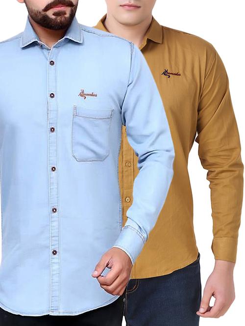 multi colored cotton shirt (set of 2) - 15413871 - Very Small Image - 1
