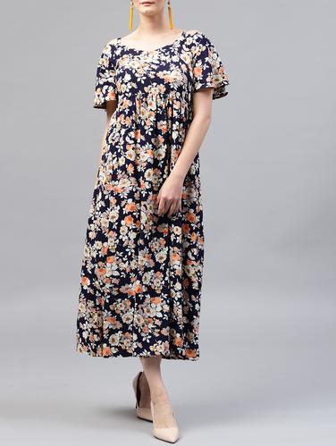 floral flared maxi dress - 15413993 - Very Small Image - 1