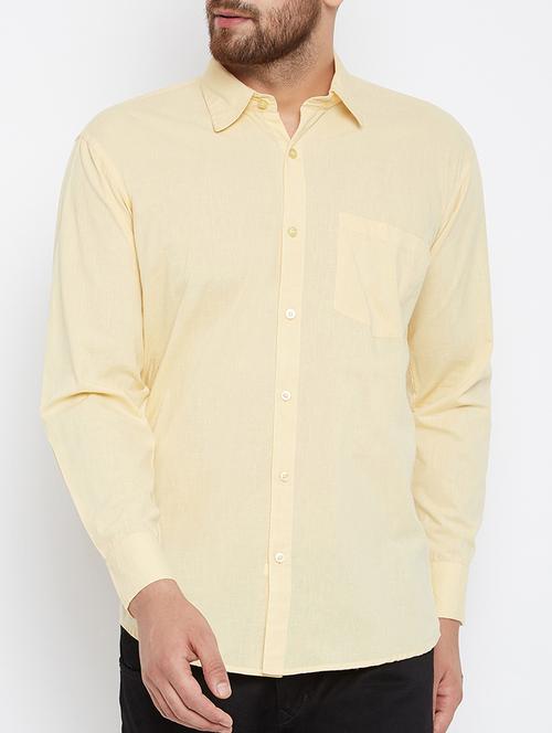yellow cotton casual shirt - 15414003 - Standard Image - 1
