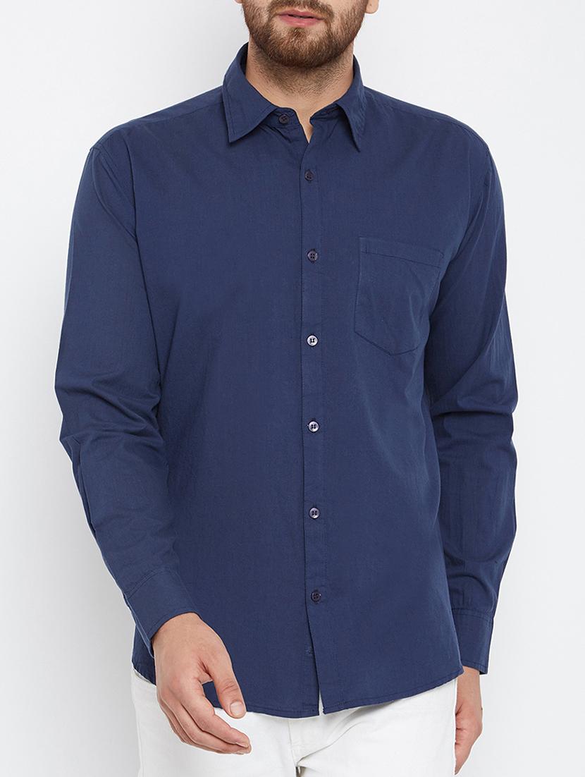 navy blue cotton casual shirt - 15414005 - Zoom Image - 1