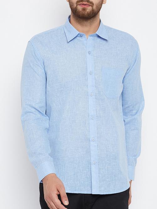 blue cotton casual shirt - 15414012 - Standard Image - 1