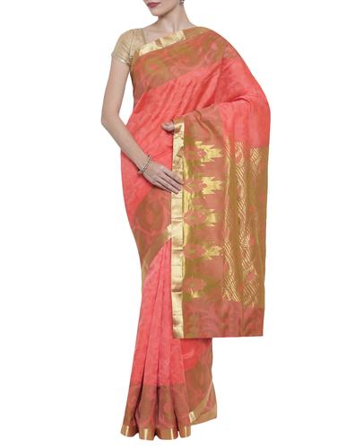 golden zari border kanjivaram saree with blouse - 15414069 - Very Small Image - 1