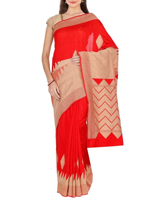 geometrical zari weave banarasi saree with blouse - 15414075 - Standard Image - 1