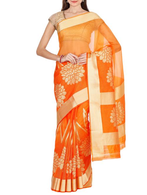floral jacquard weave banarasi saree with blouse - 15414076 - Standard Image - 1