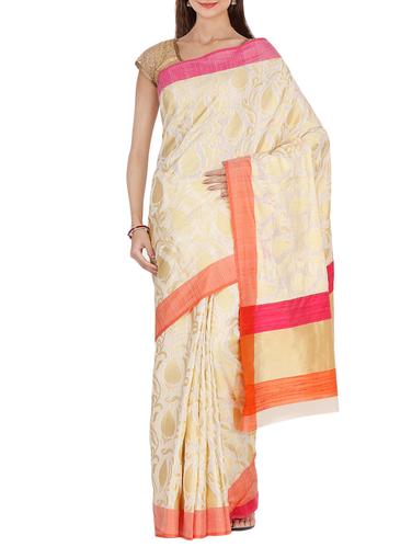 paisley zari weave banarasi saree with blouse - 15414077 - Very Small Image - 1