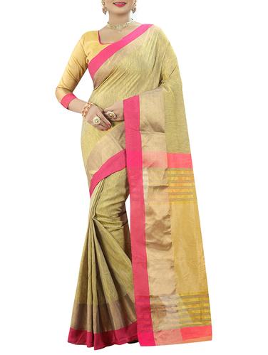 contrast zari border linen woven saree with blouse - 15414298 - Very Small Image - 1