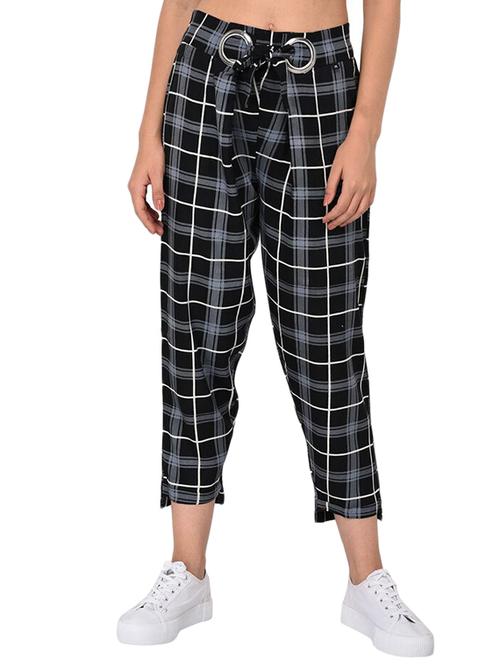 Checkered high-rise trouser - 15414330 - Standard Image - 1