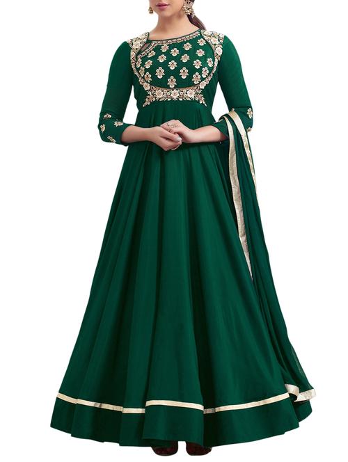 Embroidered semi-stitched flared suit - 15414339 - Standard Image - 1