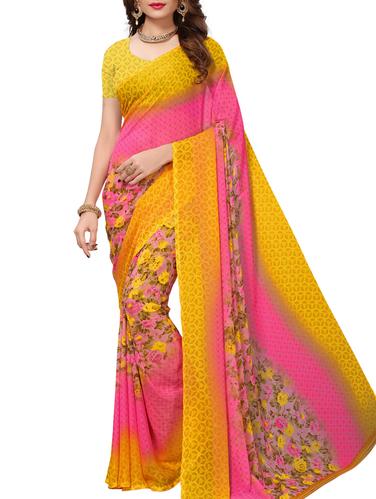 Ditsy floral printed saree with blouse - 15414358 - Very Small Image - 1