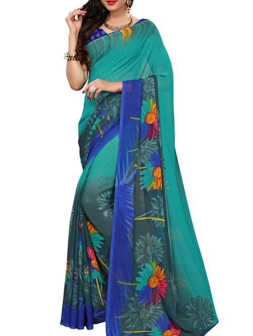 Floral printed saree with blouse - 15414364 - Standard Image - 1