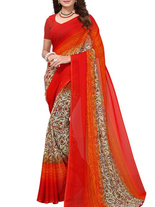Paisley Printed saree with blouse - 15414366 - Very Small Image - 1