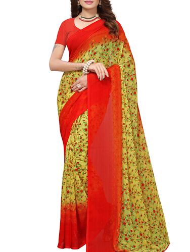 Ditsy floral printed saree with blouse - 15414367 - Very Small Image - 1
