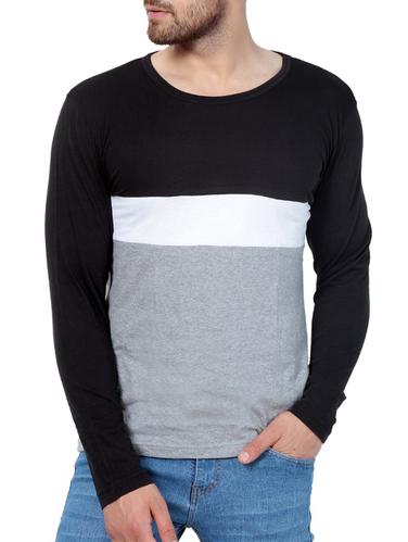 grey cotton color block t-shirt - 15414437 - Very Small Image - 1