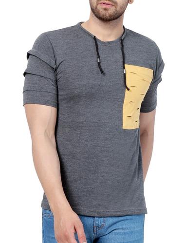 grey cotton pocket t-shirt - 15414447 - Very Small Image - 1