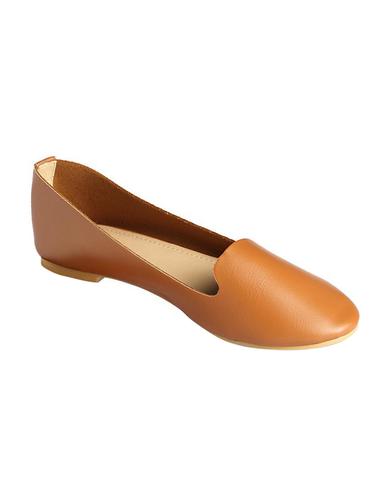 brown leatherette slip on ballerina - 15414546 - Very Small Image - 1