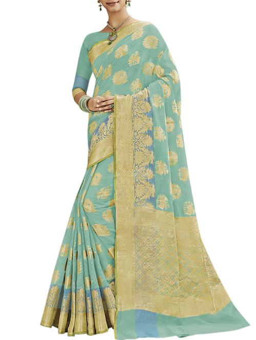 Conversational zari banarasi saree with blouse - 15414549 - Very Small Image - 1