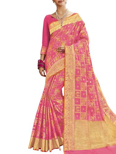 Conversational zari banarasi saree with blouse - 15414552 - Very Small Image - 1
