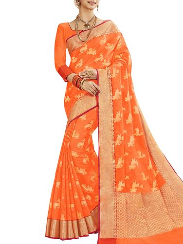 Conversational zari banarasi saree with blouse - 15414554 - Very Small Image - 1